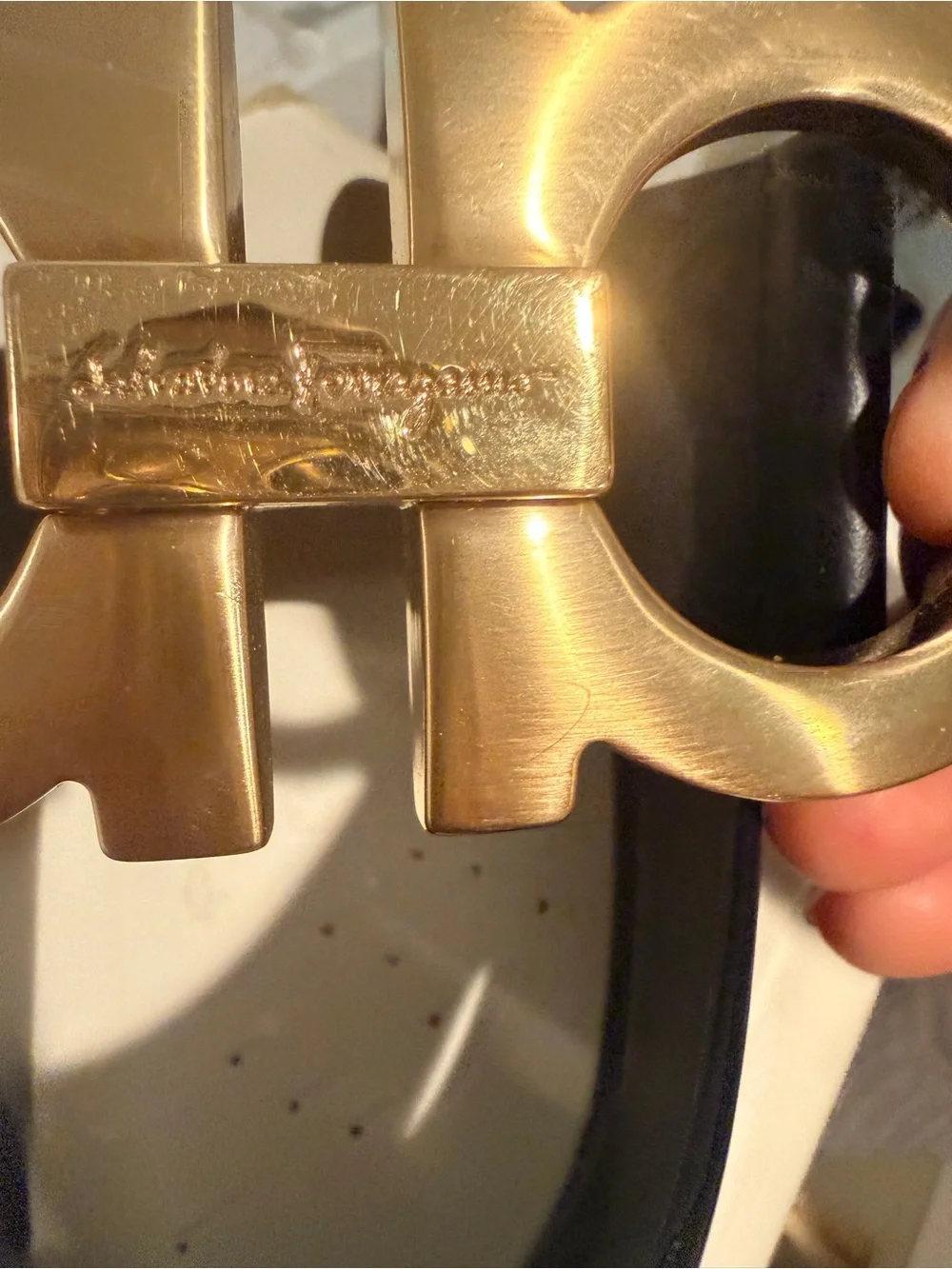 Salvatore Ferragamo Gold Double Gancini Belt Buckle